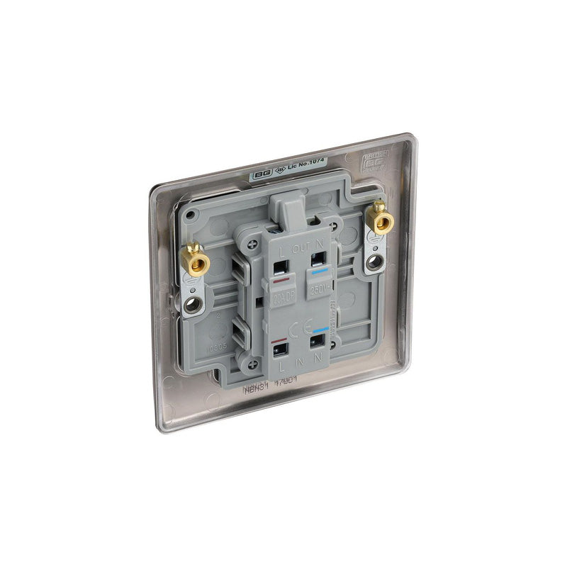 BG Nexus Metal Black Nickel Double Pole Switch 1 Gang + Neon