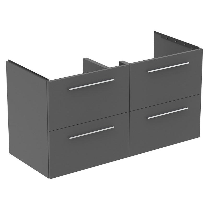 Ideal Standard i.life B 4 Drawer Wall Hung Unit with Double Basin Matt Quartz Grey 1200mm
