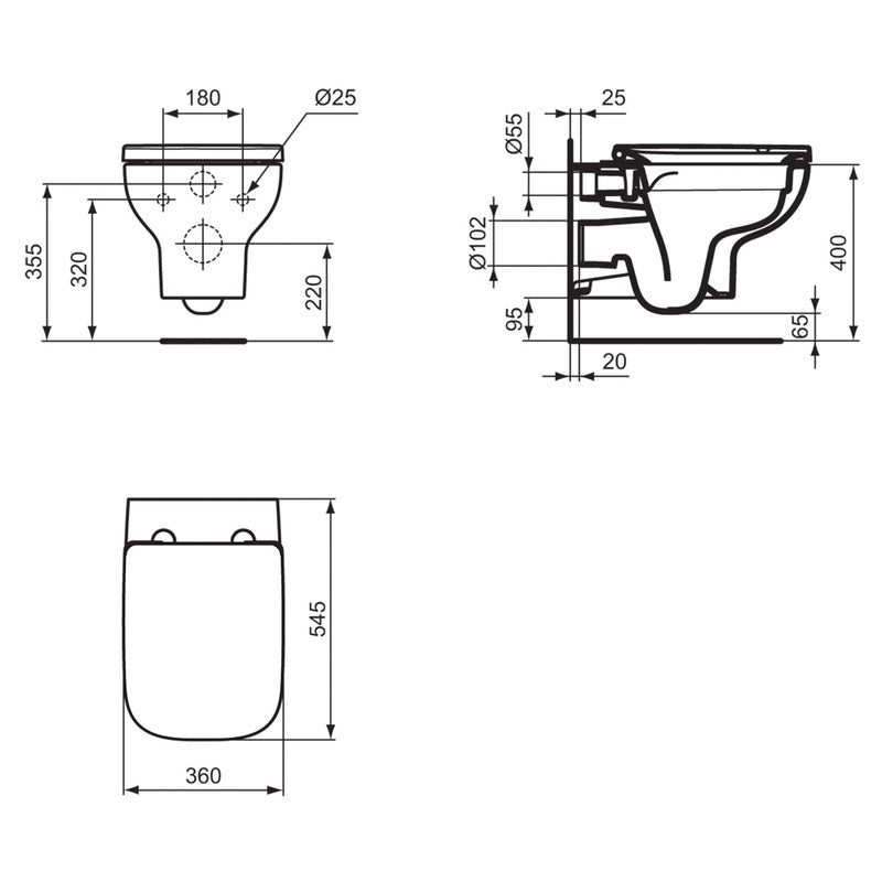 Ideal Standard i.life A Wall Hung Toilet and Soft Close Seat