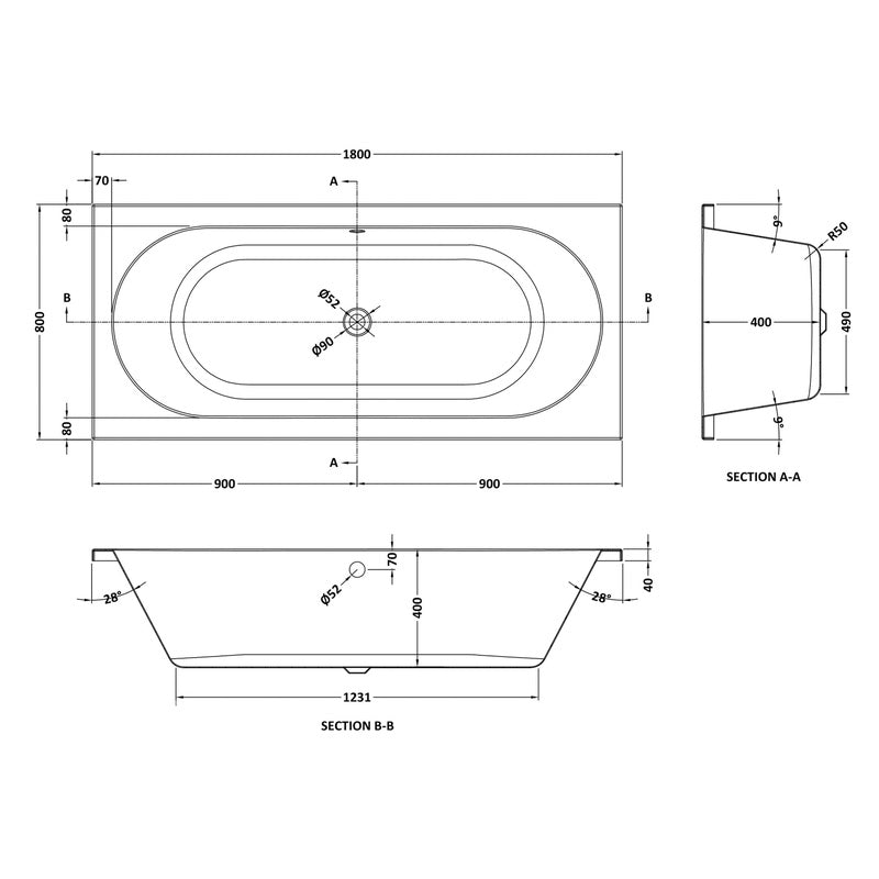 nuie Otley Double Ended Bath