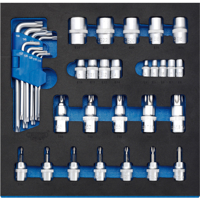 Draper TX-STAR Screwdriver Insert Bits and Keys in 1/2 Drawer EVA Insert Tray 35 Piece