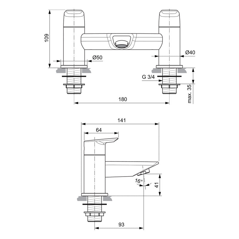 Ideal Standard Tesi Taps Bath Filler