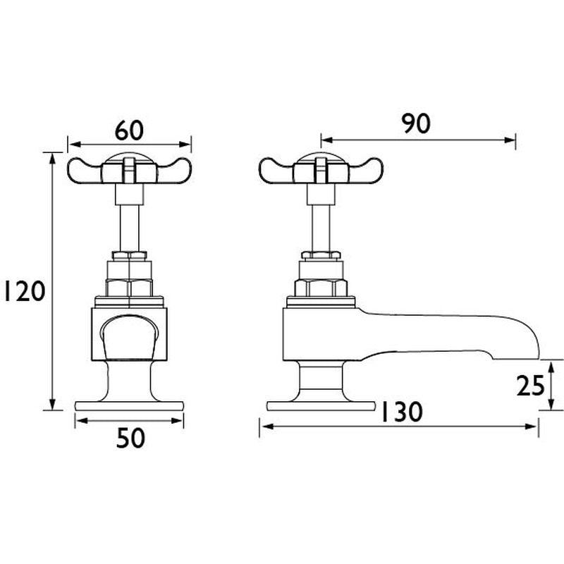 Bristan 1901 Taps Basin Pillar