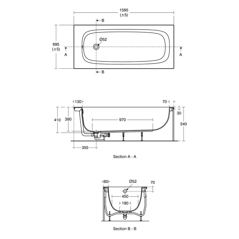Ideal Standard i.life Single Ended Bath No Tap Holes