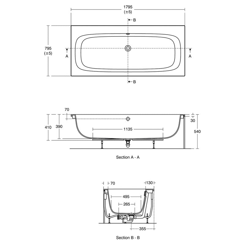 Ideal Standard i.life Double Ended Bath No Tap Holes