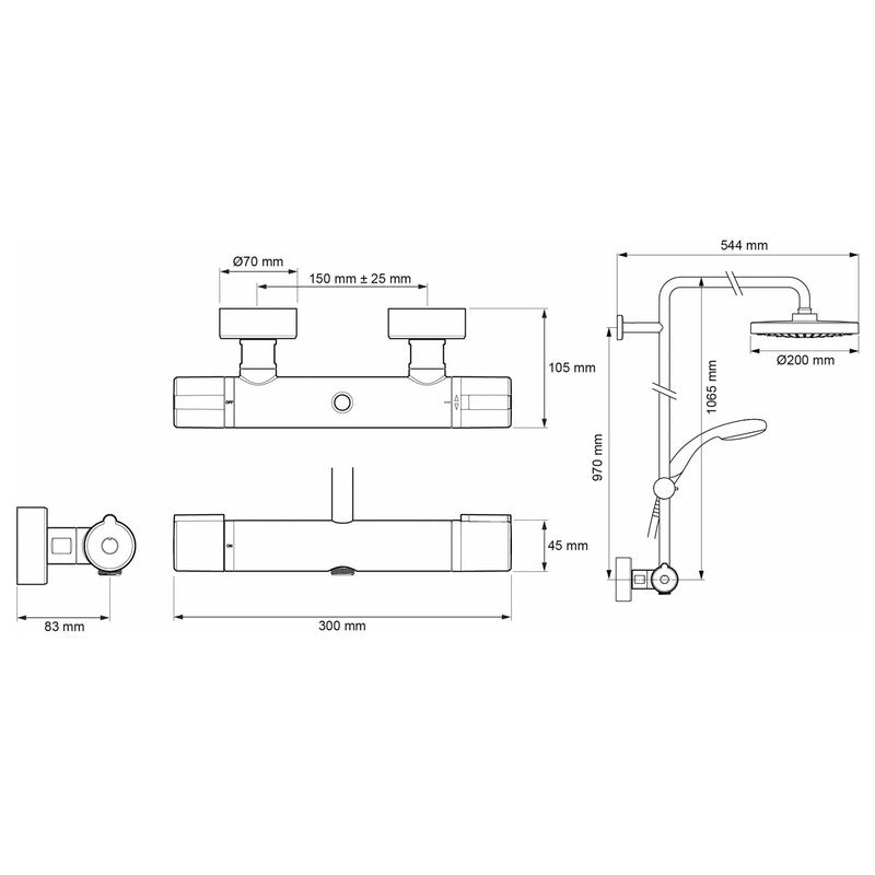 Mira Reflex ERD Thermostatic Bar Mixer Shower