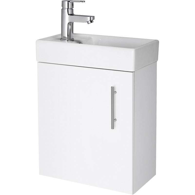 nuie Vault Single Door Compact Wall Hung Vanity Unit with Ceramic Basin 400mm