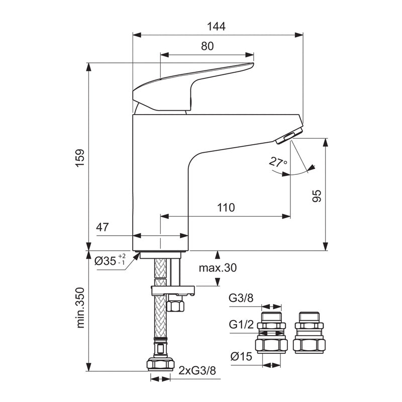 Ideal Standard Ceraflex Taps Basin Mixer Grande