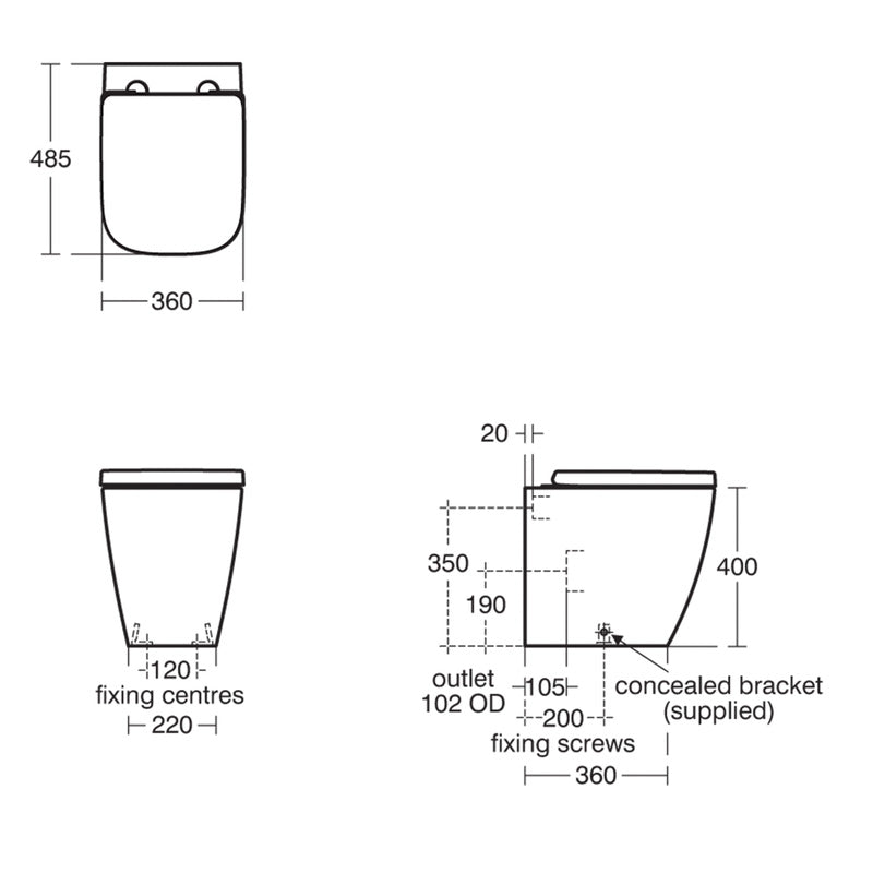 Ideal Standard i.life S Compact Back To Wall Toilet with Concealed Cistern and Soft Close Seat