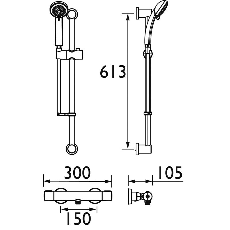 Bristan Frenzy Thermostatic Bar Mixer Shower Valve & Kit
