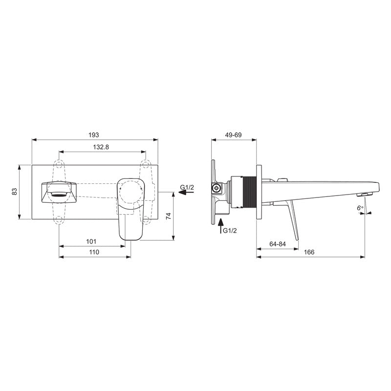 Ideal Standard Ceraplan Taps Wall Mounted Basin Mixer
