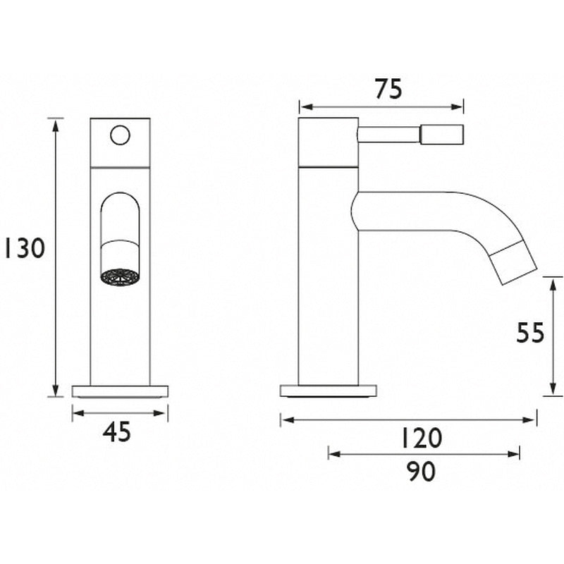 Bristan Mila Taps Black Basin Pillar
