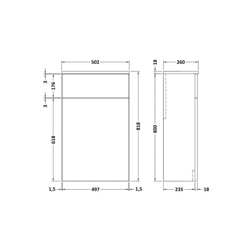 nuie Arno Compact Floor Standing WC Unit Only 500mm