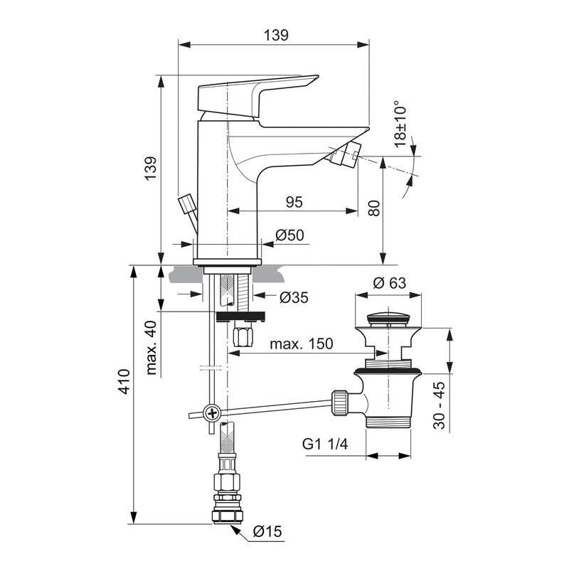 Ideal Standard Tesi Taps Bidet Mixer