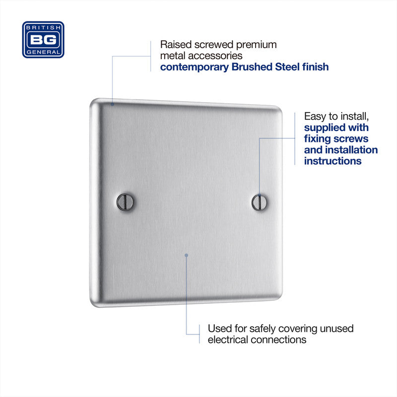 BG Brushed Steel Blank Plate