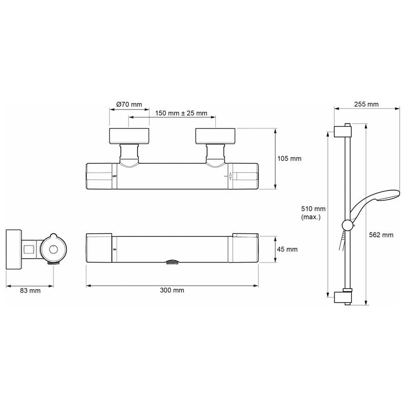 Mira Reflex EV Thermostatic Bar Mixer Shower