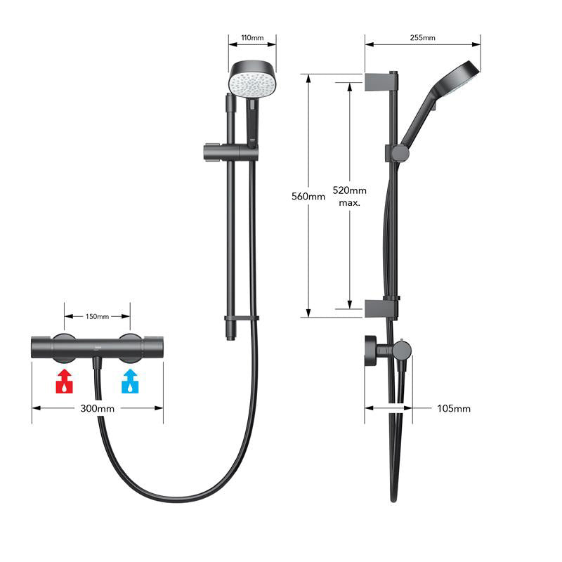 Mira Atom EV Thermostatic Bar Mixer Shower Black