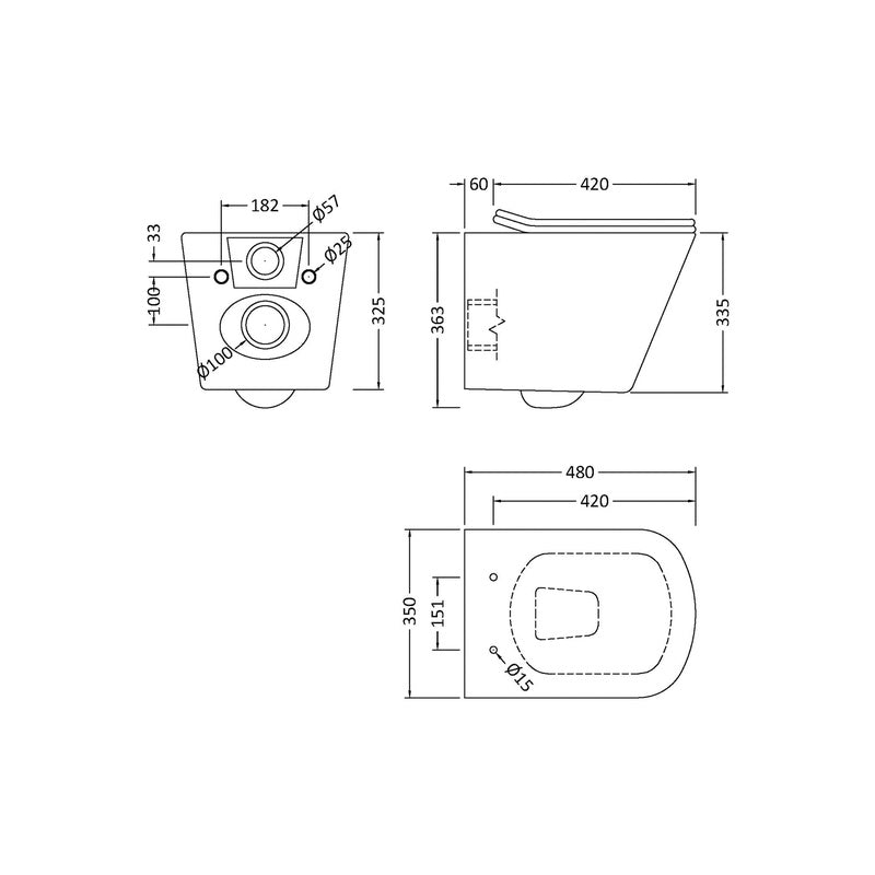 nuie Ava Wall Hung Toilet and Soft Close Seat