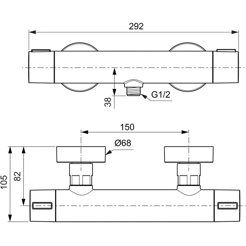 Ideal Standard ALU+ Ceratherm Thermostatic Shower Bar Mixer Valve