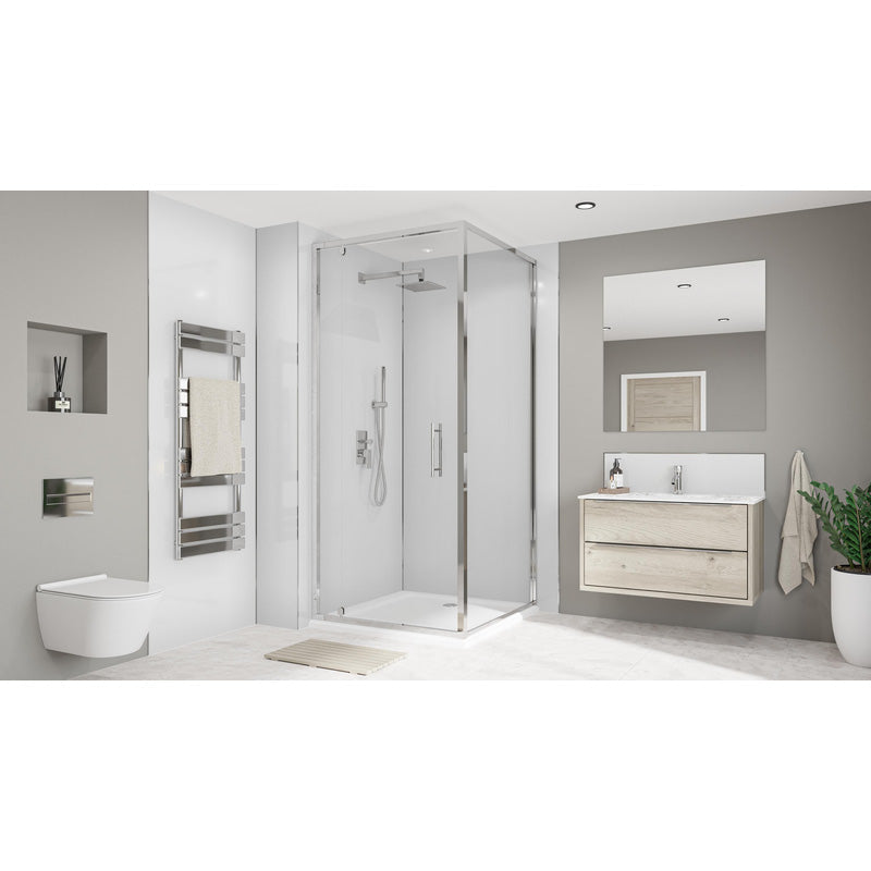 Wetwall Alloy Double-Sided Bathroom Wall Panel Glacier White / Neptune Blue