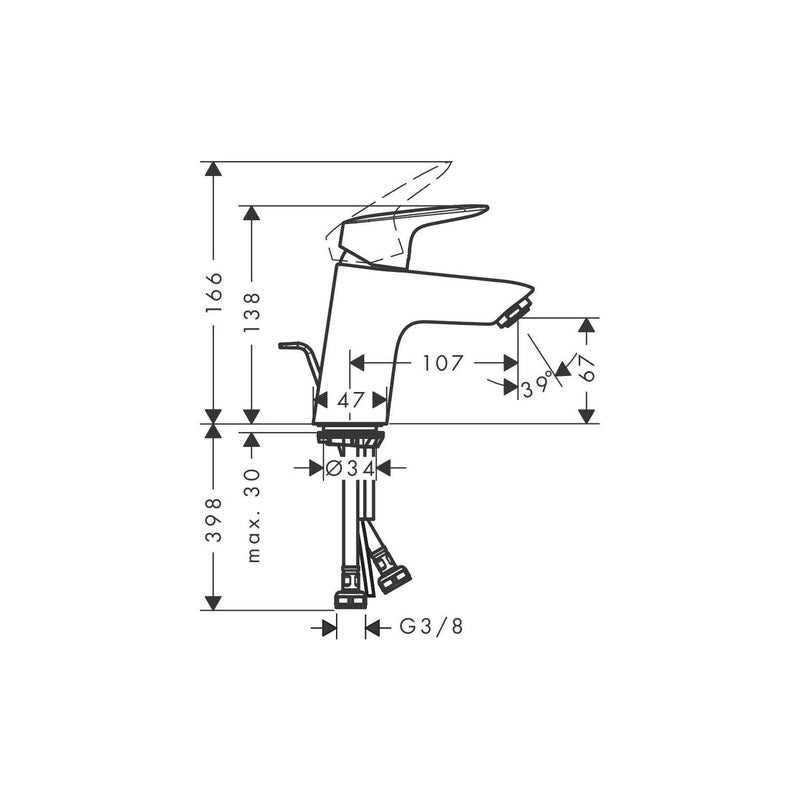 Hansgrohe Logis CoolStart Basin Mixer Tap 70 with Pop-up Waste Chrome
