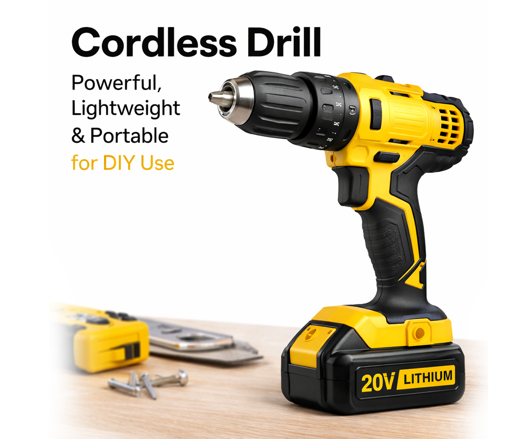Cordless Drill – Powerful, Lightweight & Portable for DIY Use