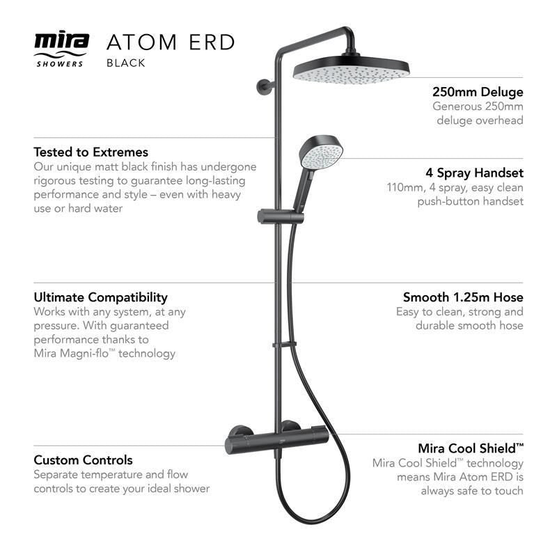 Mira Atom ERD Thermostatic Bar Diverter Mixer Shower Black