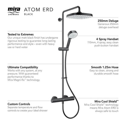 Mira Atom ERD Thermostatic Bar Diverter Mixer Shower Black