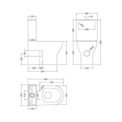 nuie Freya Close Coupled Toilet and Slim Seat Fully Shrouded