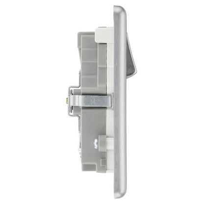 BG Brushed Steel USB 13A White Insert Switched Socket 2 Gang + 2 USB (3.1A)
