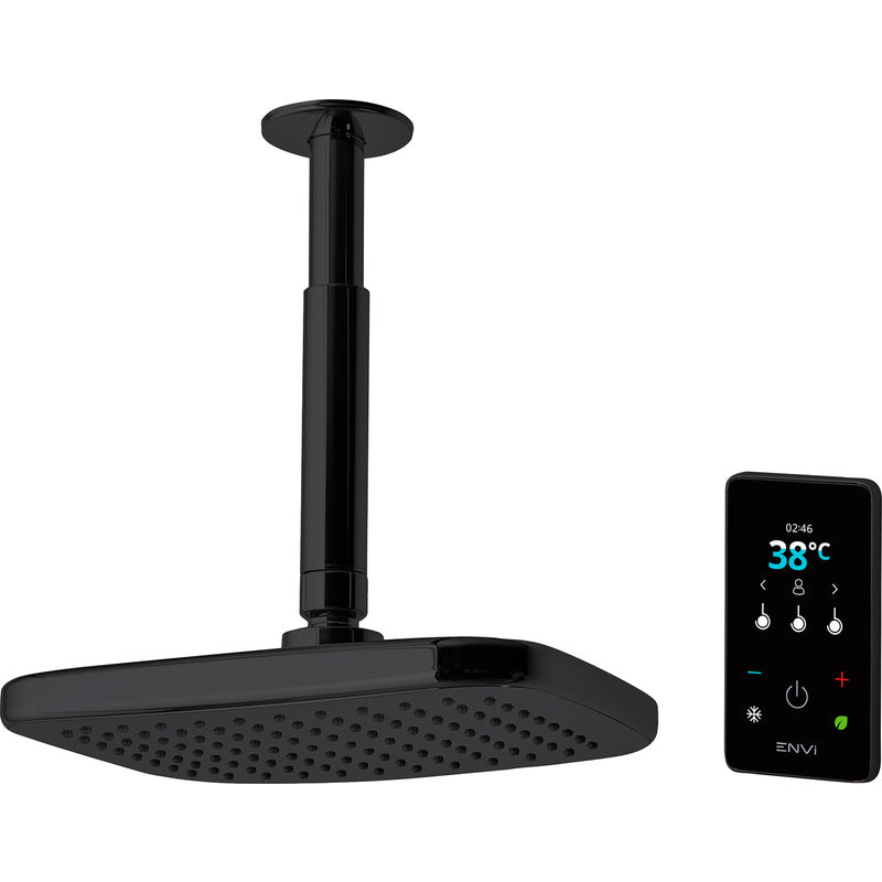 Triton ENVi Electric Shower with Ceiling Fed Fixed Head Black