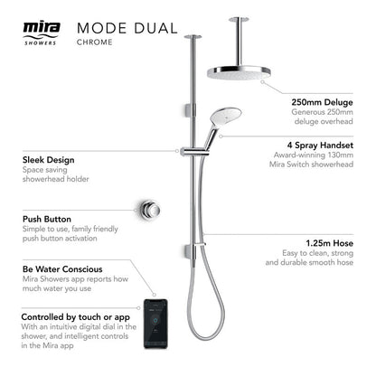 Mira Mode Dual Thermostatic Digital Mixer Shower Pumped Ceiling Fed