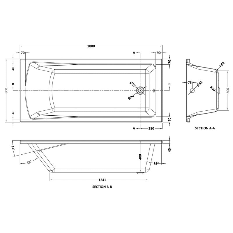 nuie Linton Single Ended Bath