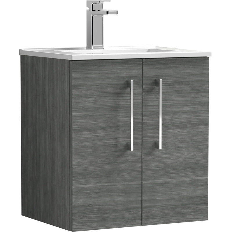 nuie Arno Double Door Wall Hung Vanity Unit Anthracite 500mm With Standard Basin