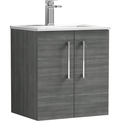 nuie Arno Double Door Wall Hung Vanity Unit Anthracite 500mm With Standard Basin