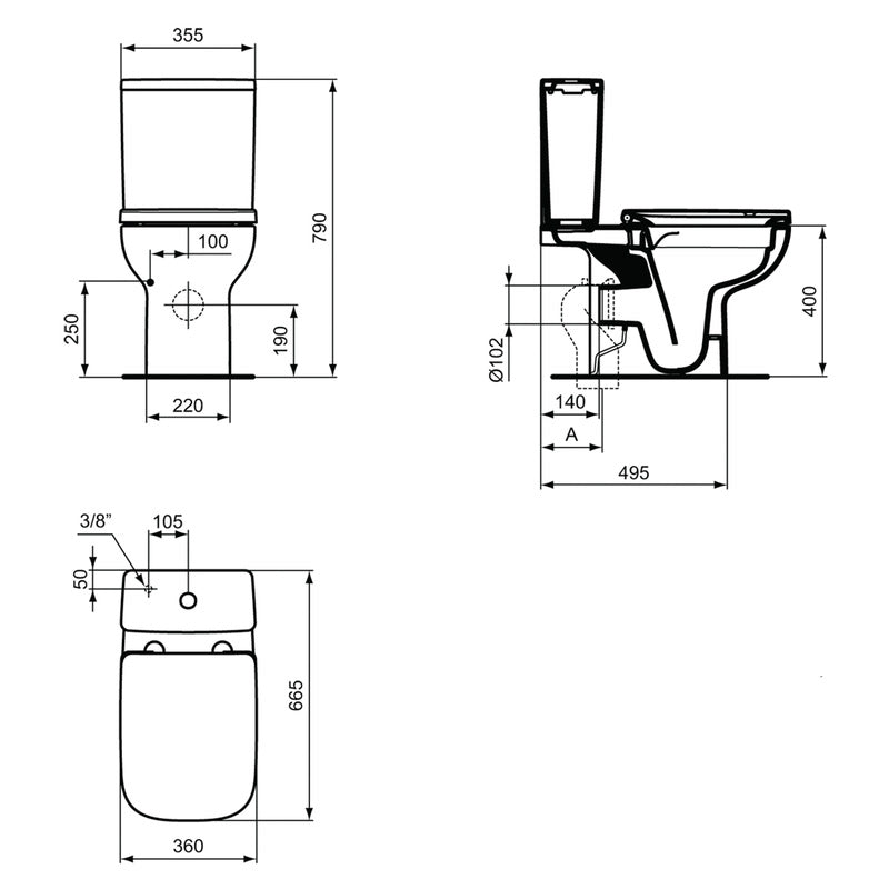 Ideal Standard i.life A Close Coupled Toilet and Soft Close Seat