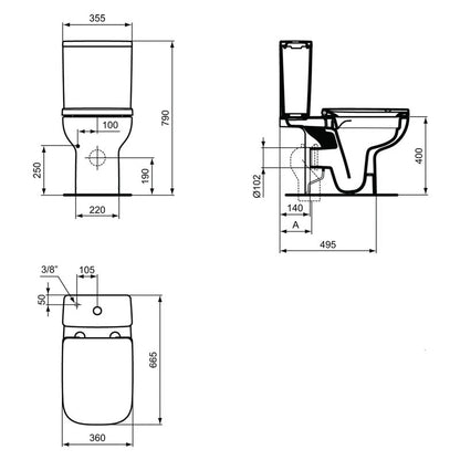 Ideal Standard i.life A Close Coupled Toilet and Soft Close Seat