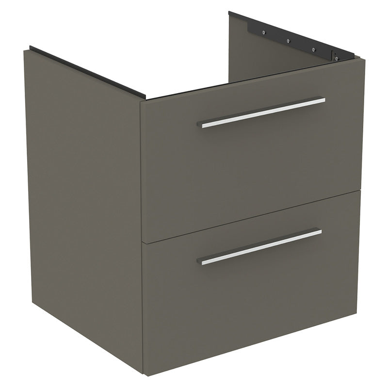 Ideal Standard i.life B Double Drawer Wall Hung Unit with Basin Matt Quartz Grey with Brushed Chrome Handles