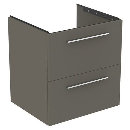 Ideal Standard i.life B Double Drawer Wall Hung Unit with Basin Matt Quartz Grey with Brushed Chrome Handles