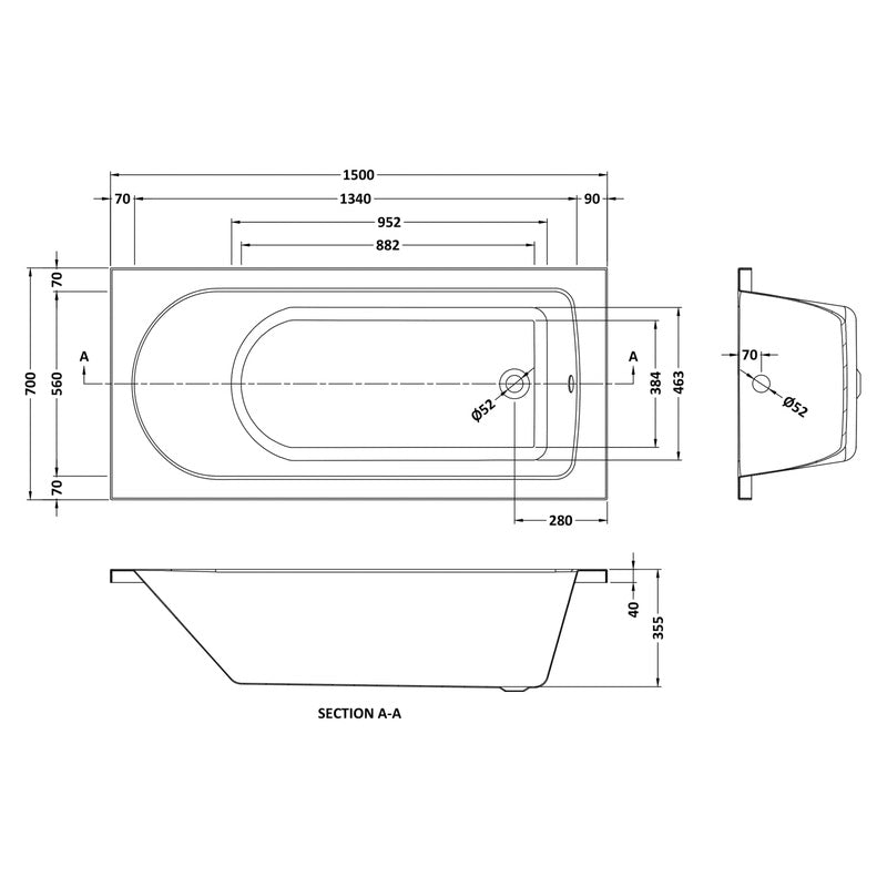 nuie Linton Single Ended Bath