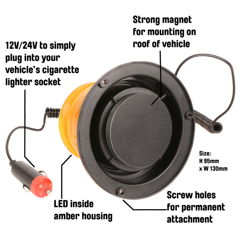 Streetwize 12V Amber Beacon LED Light