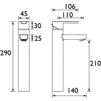Bristan Nero Taps Tall Basin Mixer