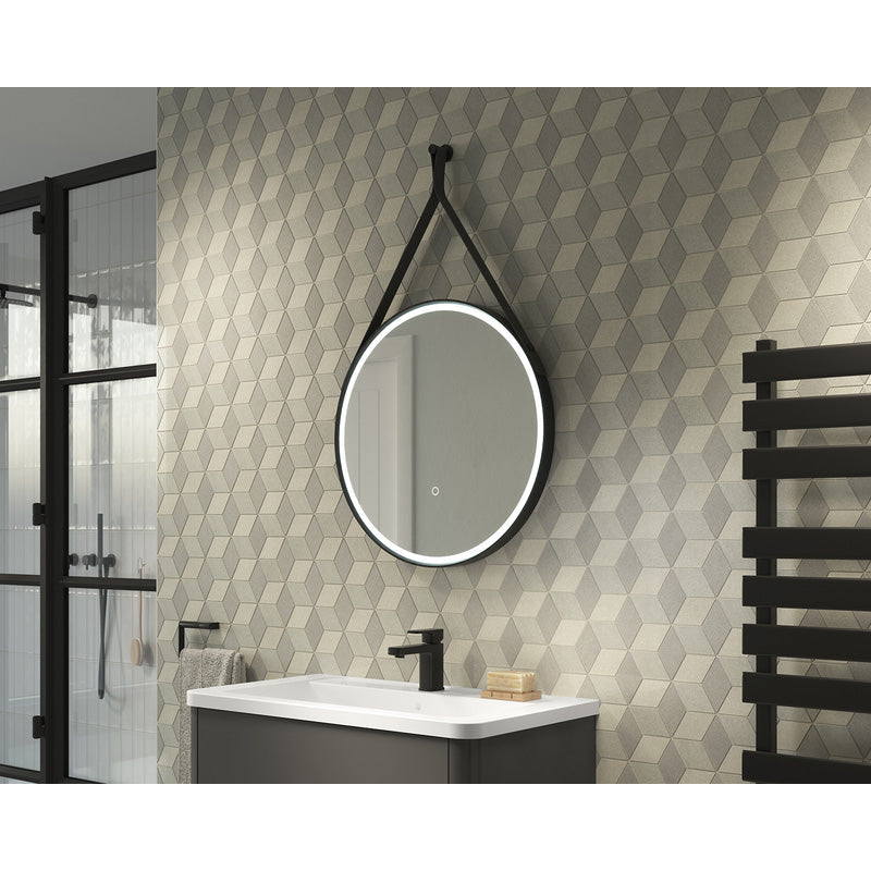 Sensio Nova Round Hanging LED Bathroom Mirror TrioTone Black
