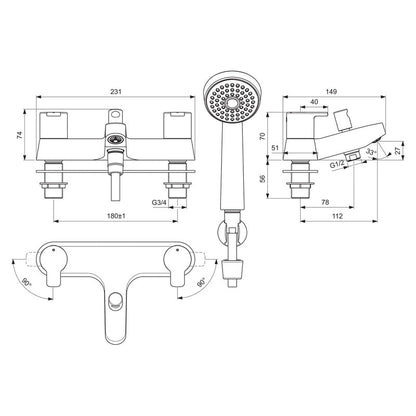 Ideal Standard Calista Taps Bath Shower Mixer