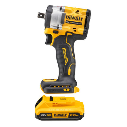Dewalt 18V XR Brushless 1/2 Compact Impact Wrench (406Nm) (Scaffolders Hog Ring Version) 2 x 2.0Ah