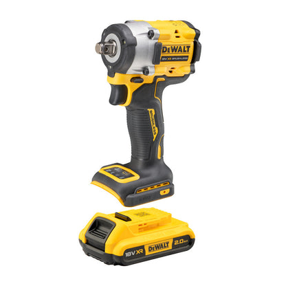 Dewalt 18V XR Brushless 1/2 Compact Impact Wrench (406Nm) (Scaffolders Hog Ring Version) 2 x 2.0Ah