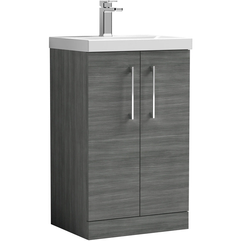 nuie Arno Double Door Floor Standing Vanity Unit Anthracite 500mm With Standard Basin