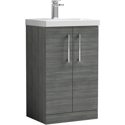 nuie Arno Double Door Floor Standing Vanity Unit Anthracite 500mm With Standard Basin