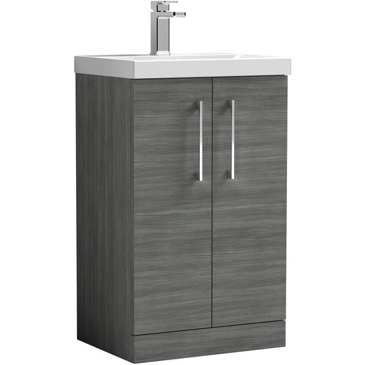nuie Arno Double Door Floor Standing Vanity Unit Anthracite 500mm With Standard Basin