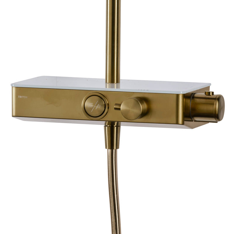 Triton Push Button Mixer Shower Brushed Brass